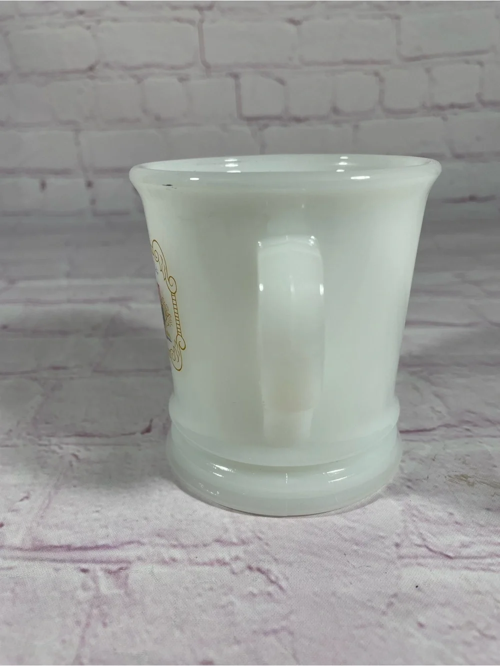 Vintage Avon Iron Horse Locomotive Train White Milk Glass Shaving Mug